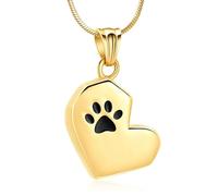 ZEZILE Collier d’urne coeur pour cendres patte d’animal de compagnie impression crémation bijoux en acier inoxydable mémorial animal de compagnie humain cendres pendentif bijoux souvenir