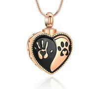 ZEZILE Collier d’urne coeur pour cendres patte impression crémation bijoux en acier inoxydable mémorial humain animal de compagnie cendres pendentif souvenir pour femmes hommes