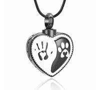 ZEZILE Collier d’urne coeur pour cendres patte impression crémation bijoux en acier inoxydable mémorial humain animal de compagnie cendres pendentif souvenir pour femmes hommes