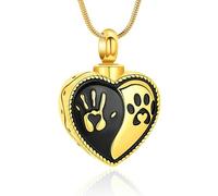 ZEZILE Collier d’urne coeur pour cendres patte impression crémation bijoux en acier inoxydable mémorial humain animal de compagnie cendres pendentif souvenir pour femmes hommes