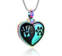 ZEZILE Collier d’urne coeur pour cendres patte impression crémation bijoux en acier inoxydable mémorial humain animal de compagnie cendres pendentif souvenir pour femmes hommes