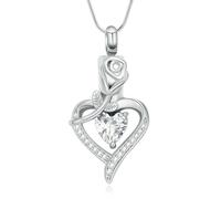 ZEZILE Collier d’urne coeur pour cendres Rose crémation bijoux en acier inoxydable pendentif en cendre cristal souvenir bijoux commémoratifs pour les femmes hommes