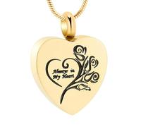 ZEZILE Collier d’urne coeur pour cendres Roseflower crémation bijoux en acier inoxydable cendres pendentif pour hommes femmes souvenir Memorial collier
