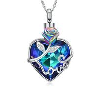 ZEZILE Collier d’urne coeur pour cendres Roseflower crémation bijoux en acier inoxydable souvenir Memorial collier cendres pendentif pour hommes femmes