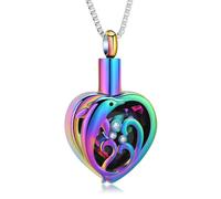 ZEZILE Collier d’urne dauphin pour cendres coeur cristal crémation bijoux en acier inoxydable cendres pendentif pour les femmes mémorial souvenir bijoux