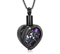 ZEZILE Collier d’urne dauphin pour cendres coeur cristal crémation bijoux en acier inoxydable cendres pendentif pour les femmes mémorial souvenir bijoux