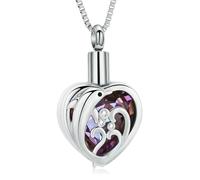 ZEZILE Collier d’urne dauphin pour cendres coeur cristal crémation bijoux en acier inoxydable cendres pendentif pour les femmes mémorial souvenir bijoux