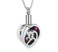 ZEZILE Collier d’urne dauphin pour cendres coeur cristal crémation bijoux en acier inoxydable cendres pendentif pour les femmes mémorial souvenir bijoux