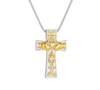 ZEZILE Collier d’urne de crémation Croix de coeur en or - bijoux commémoratifs en acier inoxydable pour cendres humaines, pendentif souvenir