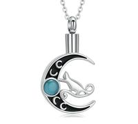 ZEZILE Collier d’urne de lune pour cendres, bijoux de crémation pour chats, pendentif souvenir en acier inoxydable en acier inoxydable, cendres humaines pour femmes