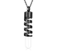 ZEZILE Collier d’urne en bouteille cylindrique pour cendres, bijoux de crémation en verre pour femmes, hommes, pendentif souvenir de cendres humaines, animaux de compagnie