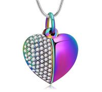 ZEZILE Collier d’urne en forme de coeur pour cendres Cristal Crémation Bijoux en acier inoxydable Pendentif en cendre pour femmes hommes Souvenir Memorial Cendres Bijoux