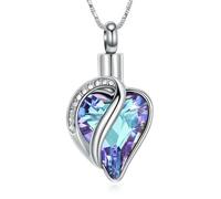 ZEZILE Collier d’urne en forme de cœur pour les cendres : bijoux commémoratifs bijoux en aile d’ange