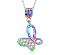 ZEZILE Collier d’urne papillon pour cendres cristal crémation bijoux en acier inoxydable cendres pendentif pour les femmes souvenir mémorial pour les bijoux