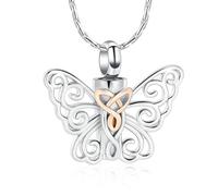 ZEZILE Collier d’urne papillon pour cendres en acier inoxydable crémation bijoux creux cendres pendentif pour les femmes souvenir mémorial pour les bijoux