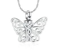 ZEZILE Collier d’urne papillon pour cendres en acier inoxydable crémation bijoux creux cendres pendentif pour les femmes souvenir mémorial pour les bijoux