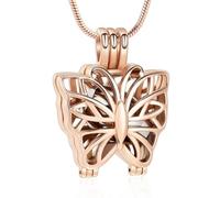ZEZILE Collier d’urne papillon pour cendres pour les femmes Bijoux de crémation en acier inoxydable Urne creuse médaillon pendentif collier