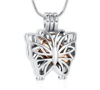 ZEZILE Collier d’urne papillon pour cendres pour les femmes Bijoux de crémation en acier inoxydable Urne creuse médaillon pendentif collier
