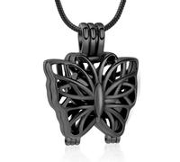 ZEZILE Collier d’urne papillon pour cendres pour les femmes Bijoux de crémation en acier inoxydable Urne creuse médaillon pendentif collier