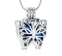 ZEZILE Collier d’urne papillon pour cendres pour les femmes Bijoux de crémation en acier inoxydable Urne creuse médaillon pendentif collier