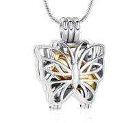 ZEZILE Collier d’urne papillon pour cendres pour les femmes Bijoux de crémation en acier inoxydable Urne creuse médaillon pendentif collier