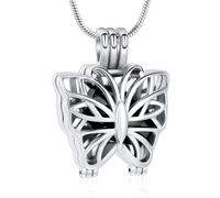 ZEZILE Collier d’urne papillon pour cendres pour les femmes Bijoux de crémation en acier inoxydable Urne creuse médaillon pendentif collier