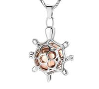 ZEZILE Collier d’urne pour bijoux de crémation pour cendres en forme de tortue en acier inoxydable avec pendentif de bijoux en urne à boule creuse