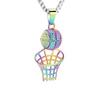 ZEZILE Collier d’urne pour cendres basket-ball cerceau crémation bijoux cendres pendentif en acier inoxydable souvenir bijoux commémoratifs pour hommes femmes