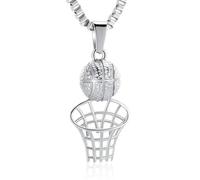 ZEZILE Collier d’urne pour cendres basket-ball cerceau crémation bijoux cendres pendentif en acier inoxydable souvenir bijoux commémoratifs pour hommes femmes