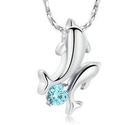 ZEZILE Collier d’urne pour cendres, bijoux de crémation de dauphins, pendentif en cendres en acier inoxydable pour femmes, hommes, bijoux commémoratifs en cristal