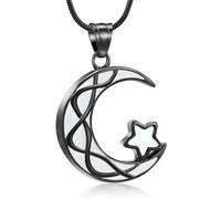 ZEZILE Collier d’urne pour cendres bijoux de crémation en acier inoxydable pendentif en étoile de cendres de lune collier commémoratif pour femmes hommes
