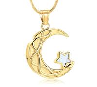 ZEZILE Collier d’urne pour cendres bijoux de crémation en acier inoxydable pendentif en étoile de cendres de lune collier commémoratif pour femmes hommes