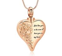 ZEZILE Collier d’urne pour cendres coeur crémation bijoux Roseflower cendres pendentif en acier inoxydable souvenir bijoux commémoratifs pour femmes hommes