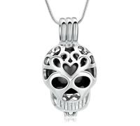 ZEZILE Collier d’urne pour cendres crâne crémation bijoux en acier inoxydable souvenir mémorial pendentif en cendre pour hommes femmes urne creuse collier