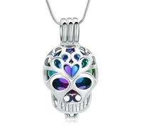 ZEZILE Collier d’urne pour cendres crâne crémation bijoux en acier inoxydable souvenir mémorial pendentif en cendre pour hommes femmes urne creuse collier
