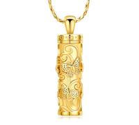 ZEZILE Collier d’urne pour cendres, cylindre papillon crémation, bijoux pour femmes, collier commémoratif hommes, bijoux de souvenir, pendentif en cendres, pendentif
