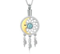 ZEZILE Collier d’urne pour cendres lune crémation bijoux en acier inoxydable souvenir commémoratif cendre pendentif bijoux pour femmes hommes