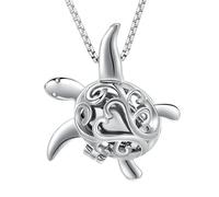 ZEZILE Collier d’urne pour cendres tortue crémation bijoux en acier inoxydable cendres pendentif pour femmes hommes mémorial animal de compagnie cendres bijoux souvenir