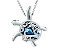 ZEZILE Collier d’urne pour cendres tortue crémation bijoux en acier inoxydable cendres pendentif pour femmes hommes mémorial animal de compagnie cendres bijoux souvenir