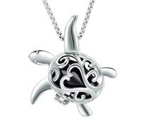 ZEZILE Collier d’urne pour cendres tortue crémation bijoux en acier inoxydable cendres pendentif pour femmes hommes mémorial animal de compagnie cendres bijoux souvenir