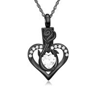 ZEZILE Collier d’urne rose pour cendres coeur crémation bijoux en acier inoxydable pendentif cristal souvenir urne commémorative bijoux pour femmes hommes