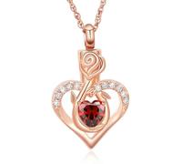 ZEZILE Collier d’urne rose pour cendres coeur crémation bijoux en acier inoxydable pendentif cristal souvenir urne commémorative bijoux pour femmes hommes
