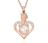 ZEZILE Collier d’urne rose pour cendres coeur crémation bijoux en acier inoxydable pendentif cristal souvenir urne commémorative bijoux pour femmes hommes