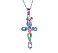 ZEZILE Collier d’urne Roseflower pour cendres Croix crémation bijoux en acier inoxydable cendres pendentif souvenir mémorial pour collier pour les femmes