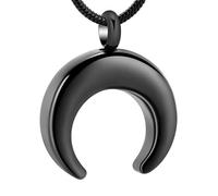 ZEZILE Collier de crémation, bijoux d’urne de lune, pendentif en cendres en acier inoxydable, souvenir commémoratif de femmes hommes