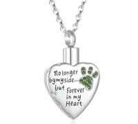 ZEZILE Collier de crémation en forme de cœur - Pendentif commémoratif en cendres d’empreinte de patte, gravé pour toujours dans mon cœur - bijoux en urne en acier inoxydable