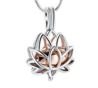 ZEZILE Collier de médaillon en souvenir de fleurs de lotus contenant une urne commémorative en or Bijoux pour la crémation Cendres d’un être cher