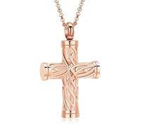ZEZILE Collier urne pour cendres Croix crémation bijoux arbre de vie en acier inoxydable Memorial collier souvenir pendentif en cendres pour hommes femmes