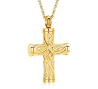 ZEZILE Collier urne pour cendres Croix crémation bijoux arbre de vie en acier inoxydable Memorial collier souvenir pendentif en cendres pour hommes femmes