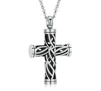 ZEZILE Collier urne pour cendres Croix crémation bijoux arbre de vie en acier inoxydable Memorial collier souvenir pendentif en cendres pour hommes femmes